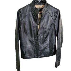Wilsons| Women’s Black Leather Modern Fit Zip Front Jacket -Size L